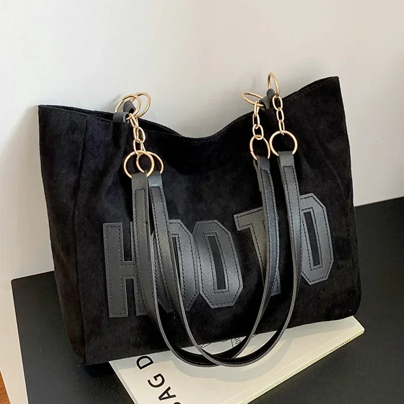 Women Hand Bags For Office - Einfarbige Umhängetasche, trendige Tragetasche mit Buchstabenmuster,