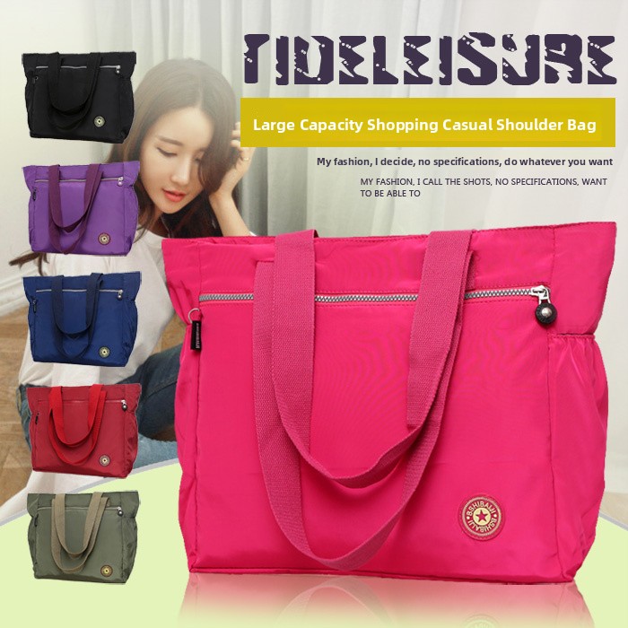 Women'S Young Bags - Wasserdichte Nylon-Schultertasche aus Oxford-Stoff, schlichtes Design,